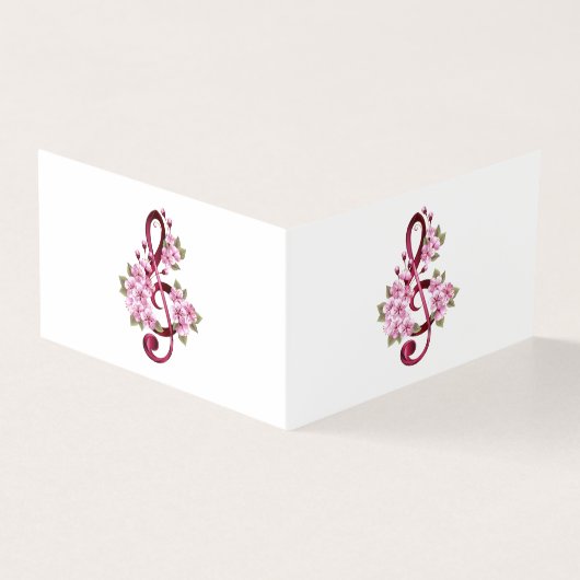 Muziektekiemen met Sakura bloemen Kaart (Buitenkant)