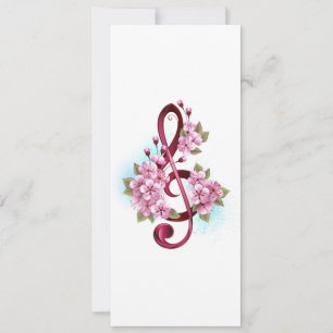 Muziektekiemen met Sakura bloemen Kaart