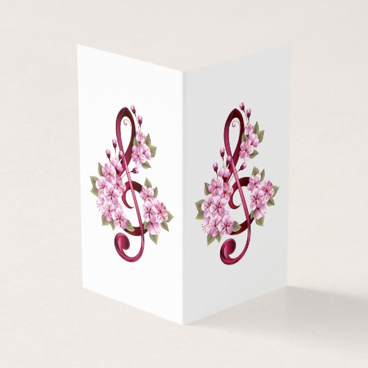 Muziektekiemen met Sakura bloemen Kaart (Buitenkant)