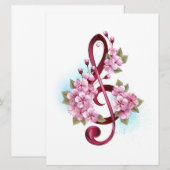 Muziektekiemen met Sakura bloemen Kaart (Voorkant / Achterkant)