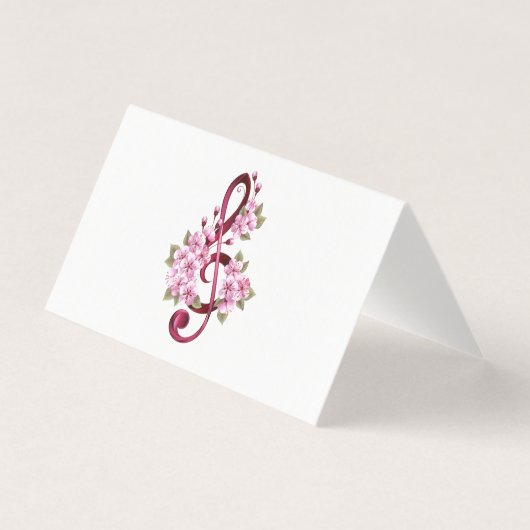 Muziektekiemen met Sakura bloemen Kaart (Voorkant)