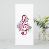 Muziektekiemen met Sakura bloemen Kaart (Staand voorkant)