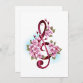Muziektekiemen met Sakura bloemen Kaart (Voorkant / Achterkant)