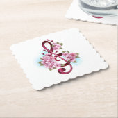 Muziektekiemen met Sakura bloemen Kartonnen Onderzetters (Gebogen)