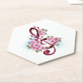 Muziektekiemen met Sakura bloemen Kartonnen Onderzetters (Schuin)