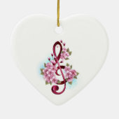 Muziektekiemen met Sakura bloemen Keramisch Ornament (Achterkant)