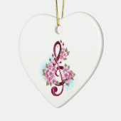 Muziektekiemen met Sakura bloemen Keramisch Ornament (Links)