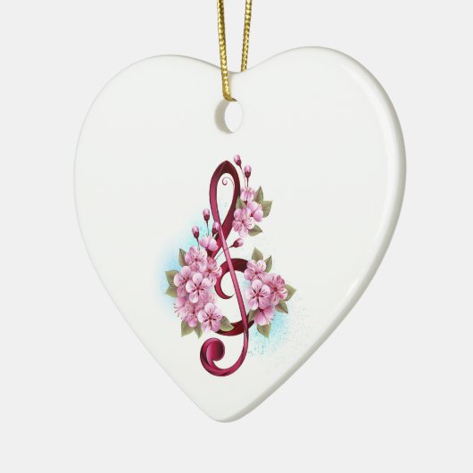 Muziektekiemen met Sakura bloemen Keramisch Ornament (Links)