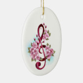 Muziektekiemen met Sakura bloemen Keramisch Ornament (Rechts)