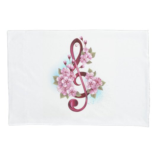 Muziektekiemen met Sakura bloemen Kussensloop (Voorkant)