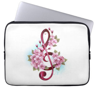 Muziektekiemen met Sakura bloemen Laptop Sleeve