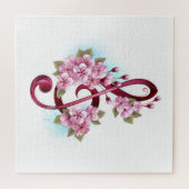 Muziektekiemen met Sakura bloemen Legpuzzel (Horizontaal)