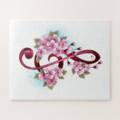 Muziektekiemen met Sakura bloemen Legpuzzel (Horizontaal)