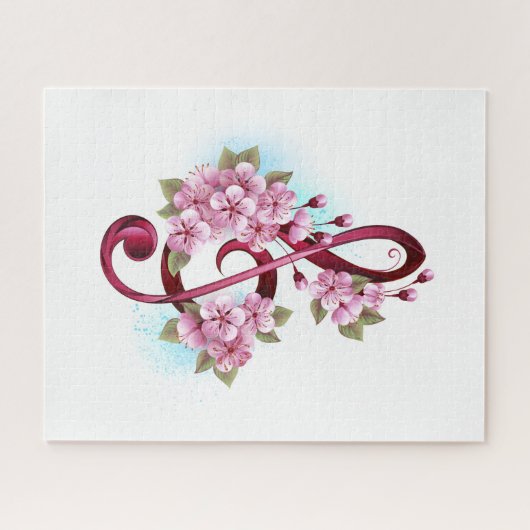 Muziektekiemen met Sakura bloemen Legpuzzel (Horizontaal)