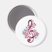 Muziektekiemen met Sakura bloemen Magneet (Voorkant / Achterkant)