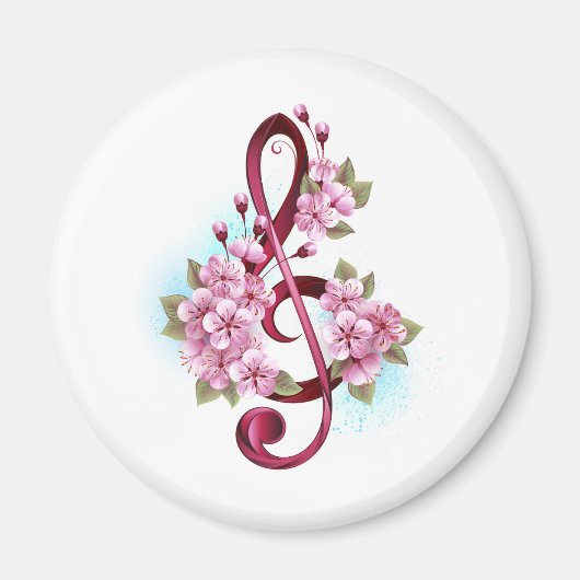 Muziektekiemen met Sakura bloemen Magneet (Voorkant)