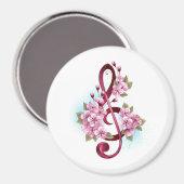 Muziektekiemen met Sakura bloemen Magneet (Voorkant / Achterkant)