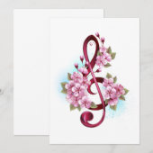 Muziektekiemen met Sakura bloemen Menu (Voorkant / Achterkant)