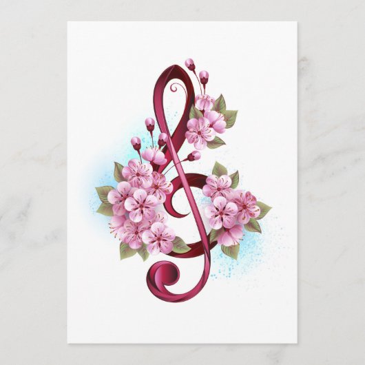 Muziektekiemen met Sakura bloemen Menu (Voorkant)