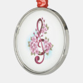 Muziektekiemen met Sakura bloemen Metalen Ornament (Links)