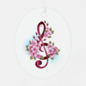 Muziektekiemen met Sakura bloemen Metalen Ornament (Achterkant)