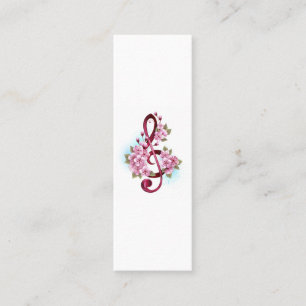 Muziektekiemen met Sakura bloemen Mini Visitekaartje