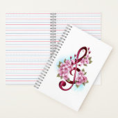 Muziektekiemen met Sakura bloemen Notitieboek (Binnen)