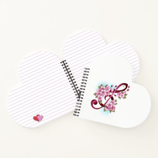 Muziektekiemen met Sakura bloemen Notitieboek (Binnen)