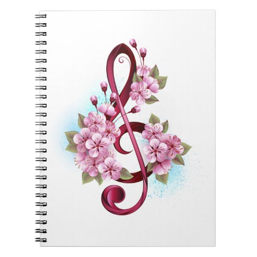 Muziektekiemen met Sakura bloemen Notitieboek (Voorkant)