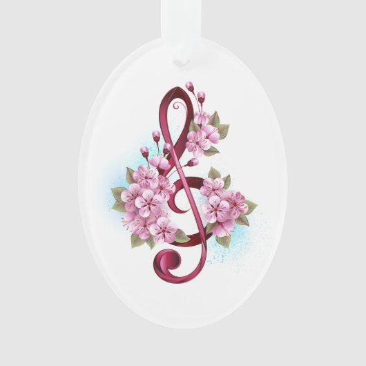 Muziektekiemen met Sakura bloemen Ornament (voorkant)