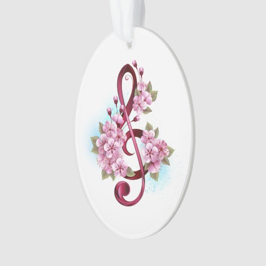 Muziektekiemen met Sakura bloemen Ornament (voorkant)