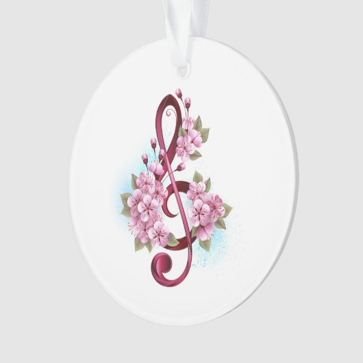 Muziektekiemen met Sakura bloemen Ornament (voorkant)