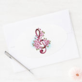 Muziektekiemen met Sakura bloemen Ovale Sticker (Envelop)