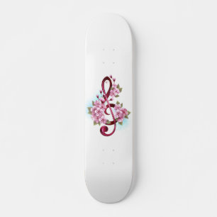 Muziektekiemen met Sakura bloemen Persoonlijk Skateboard