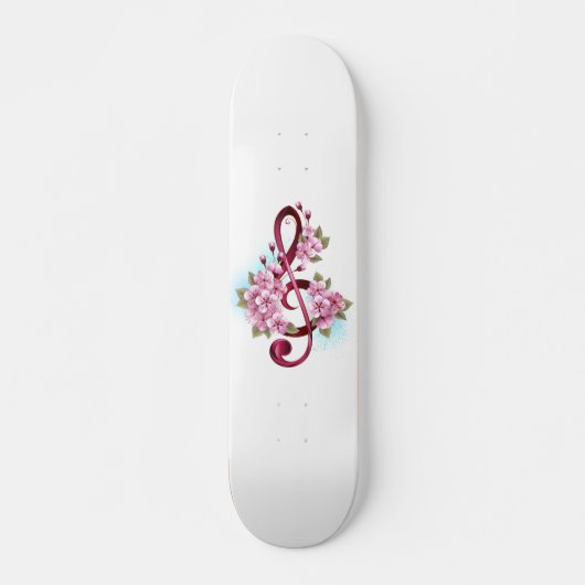 Muziektekiemen met Sakura bloemen Persoonlijk Skateboard (Voorkant)