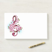 Muziektekiemen met Sakura bloemen Post-it® Notes (Op bureau)