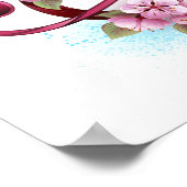 Muziektekiemen met Sakura bloemen Poster (Hoek)