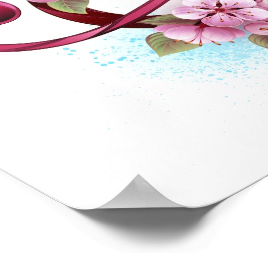 Muziektekiemen met Sakura bloemen Poster (Hoek)