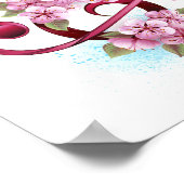 Muziektekiemen met Sakura bloemen Poster (Hoek)