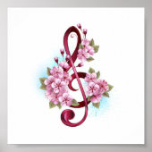Muziektekiemen met Sakura bloemen Poster (Voorkant)