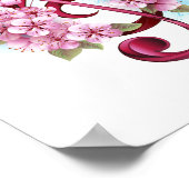 Muziektekiemen met Sakura bloemen Poster (Hoek)