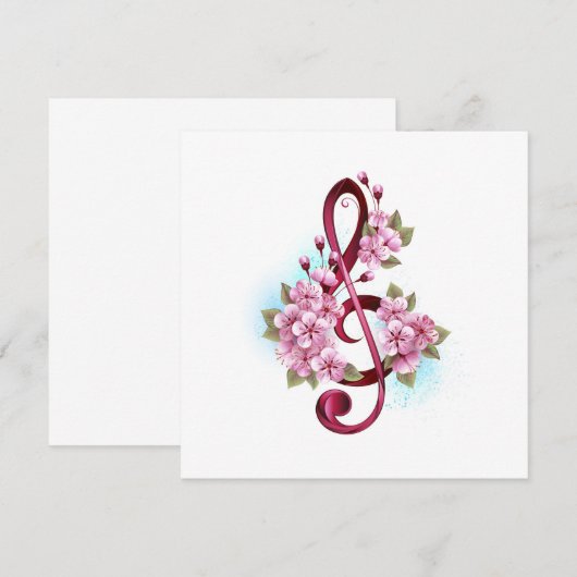 Muziektekiemen met Sakura bloemen Programmakaart (Voorkant / Achterkant)