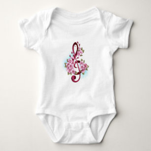 Muziektekiemen met Sakura bloemen Romper
