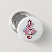Muziektekiemen met Sakura bloemen Ronde Button 3,2 Cm (Voorkant /achterkant)