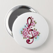 Muziektekiemen met Sakura bloemen Ronde Button 4,0 Cm (Voorkant /achterkant)