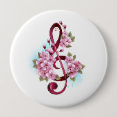 Muziektekiemen met Sakura bloemen Ronde Button 4,0 Cm (Voorkant)