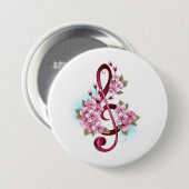 Muziektekiemen met Sakura bloemen Ronde Button 7,6 Cm (Voorkant /achterkant)