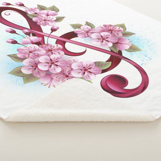 Muziektekiemen met Sakura bloemen Sherpa Deken (3/4)