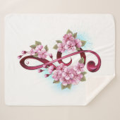 Muziektekiemen met Sakura bloemen Sherpa Deken (Voorkant (horizontaal))