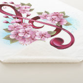 Muziektekiemen met Sakura bloemen Sherpa Deken (3/4)